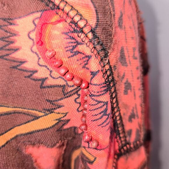 Chico's full zip Cotton sweatshirt beaded floral stretchy jacket XL 16 red brown - Picture 17 of 17